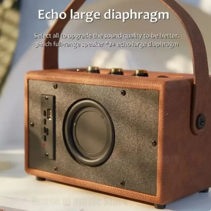 80W Bass Diaphragm Active Retro Wooden Full-range Portable Wireless Subwoofer Caixa De Som Bluetooth Speaker Sound Box Soundbar