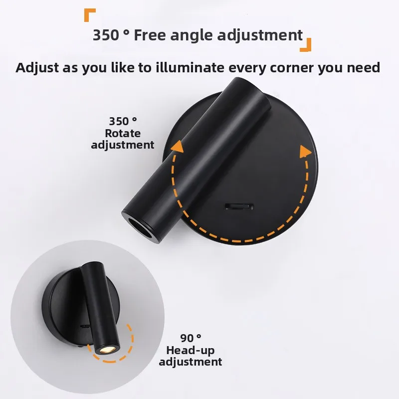 

Bedside Wall Lamp for Bedroom Hotel Reading Light with Switch Simple Modern Background Lighting