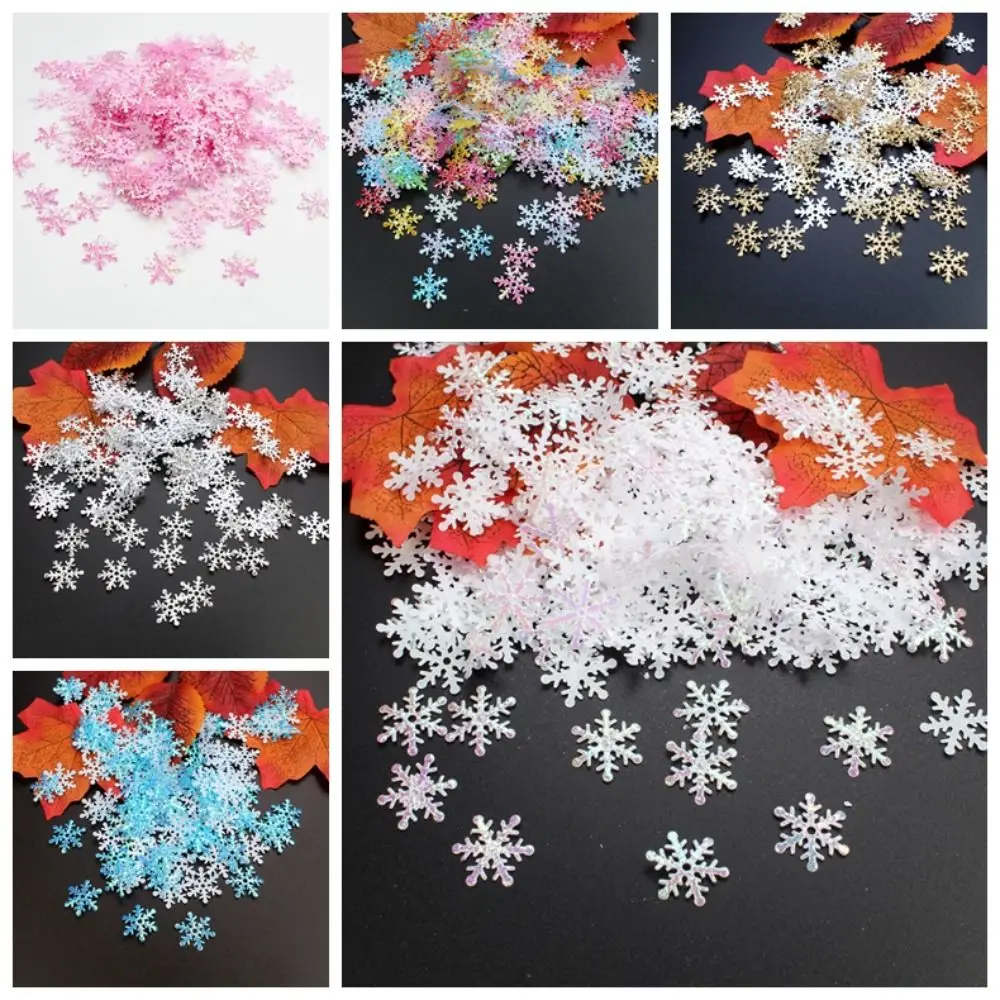 Divertidos copos de nieve navideños multicolores, confeti con purpurina, copos de nieve artificiales DIY, 1,5 cm/2cm/3cm, lentejuelas de copo de nieve para boda