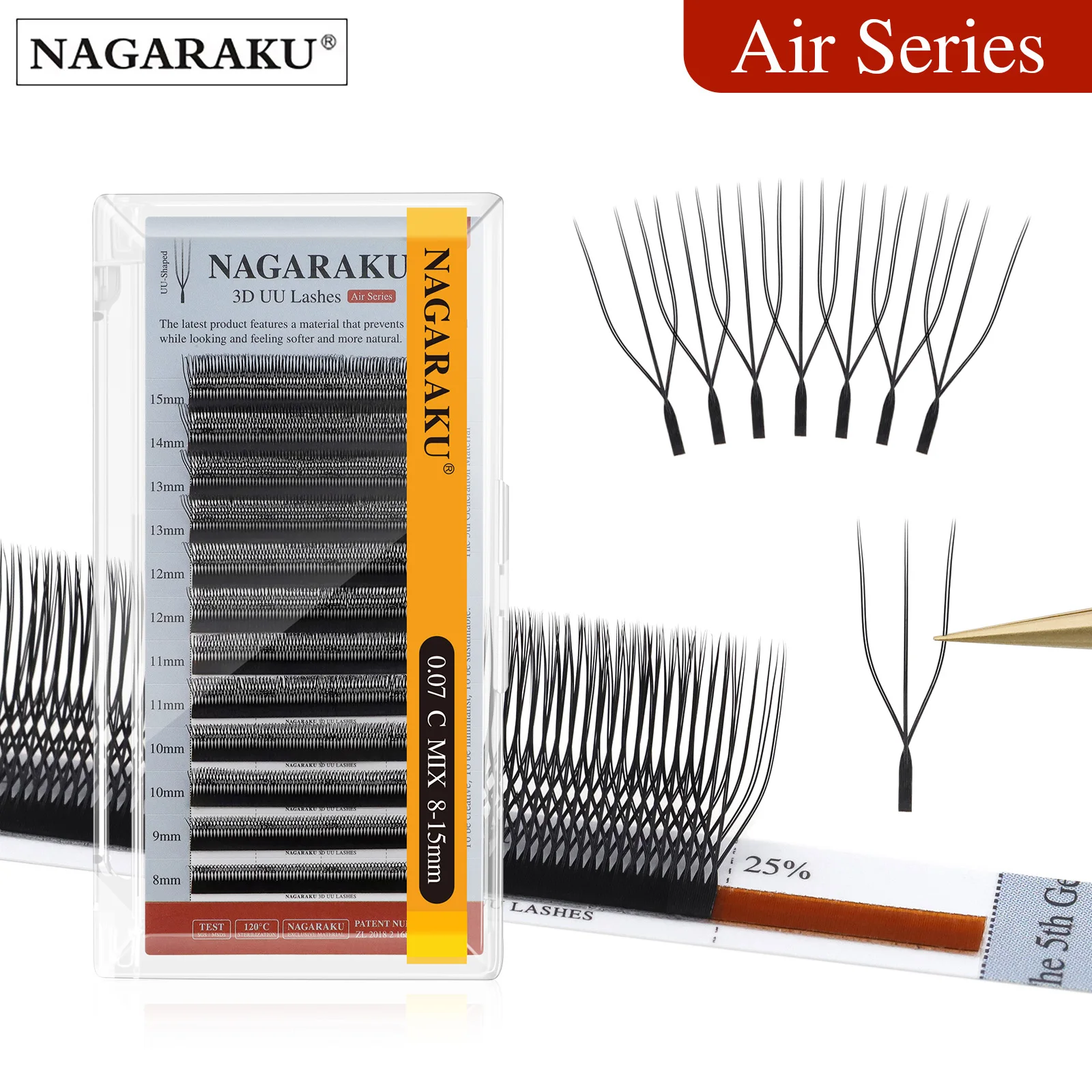 NAGARAKU Podwójne Rzęsy w Kształcie Litery U 3D UU Miękkie Naturalne Przedłużanie Rzęs Puszyste Sztuczne Rzęsy z Imitacji Futra Norki Równoległe Akcesoria do Makijażu