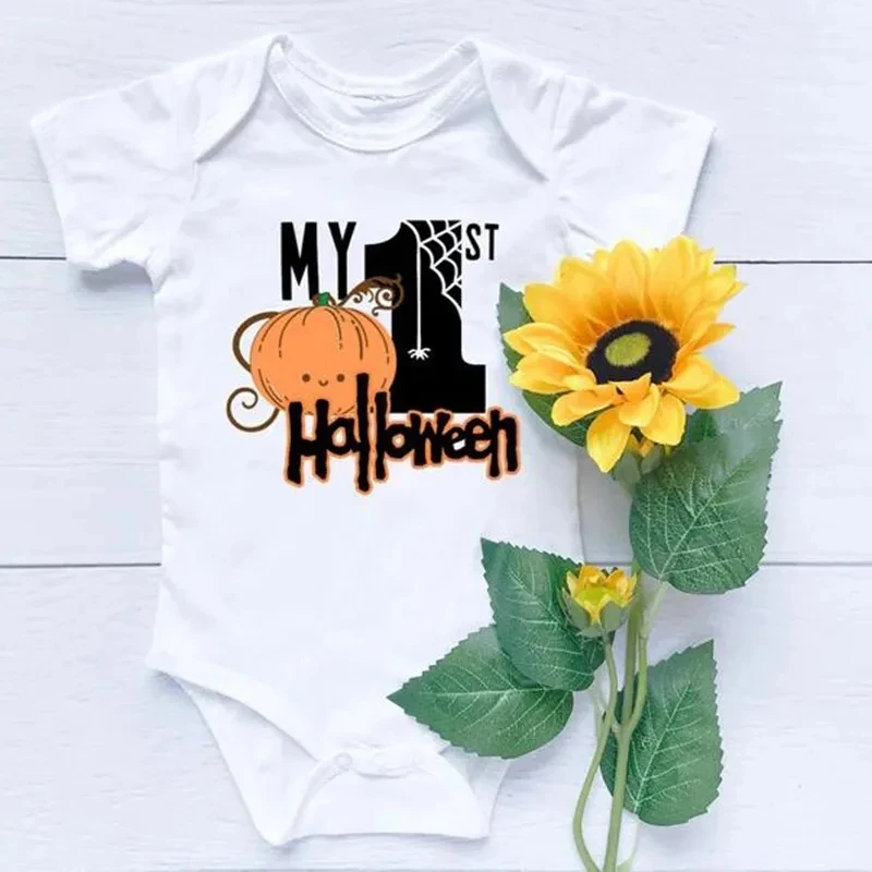 My first 1st Halloween baby boy girl pumpkin Bodysuit trick or treat costume eve party decoration keepsake gift Photo props