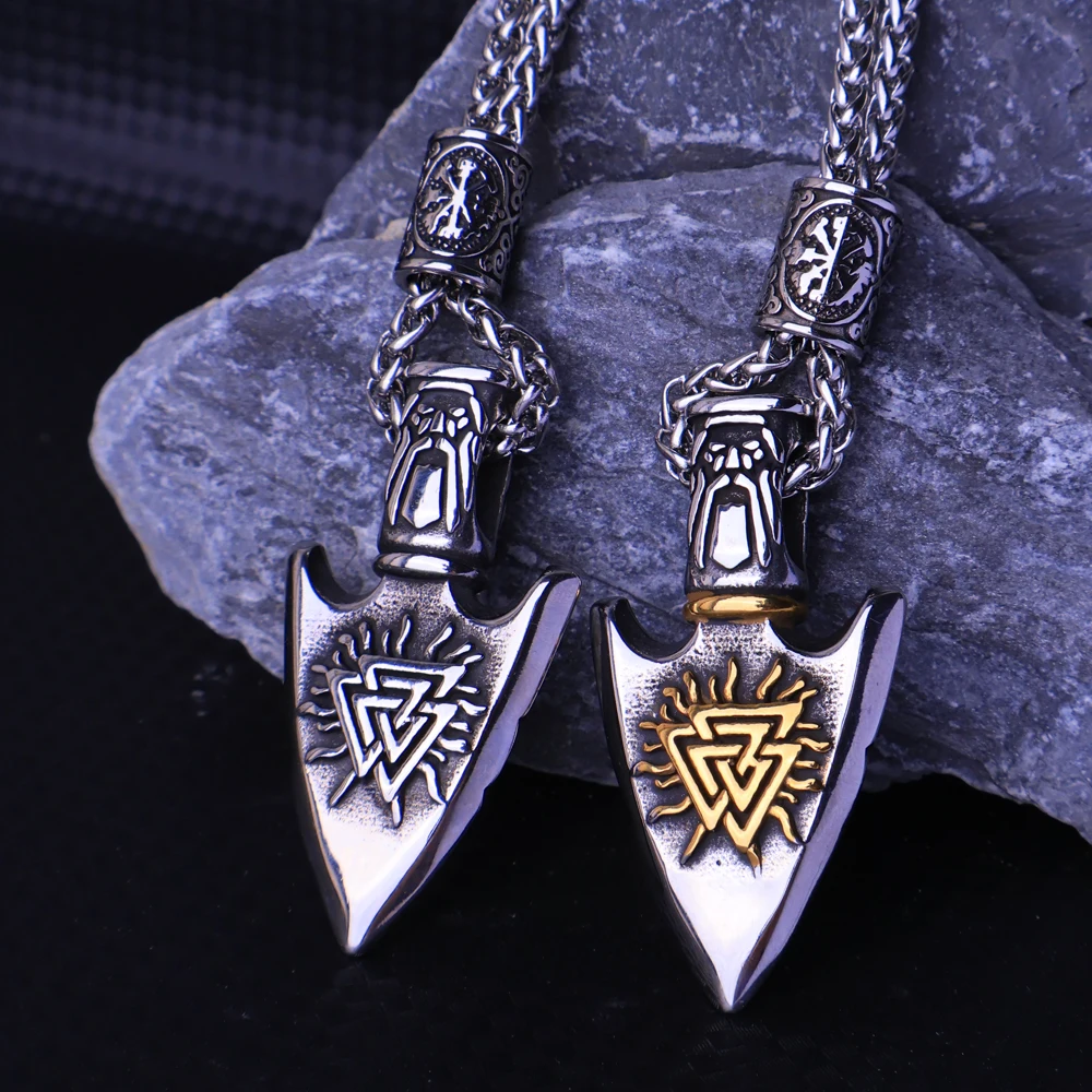 316L Stainless Steel Viking Vegvisir Compass Pendant Necklace Men's Old Norse Odin Valknut Necklace Amulet Jewelry Wholesale