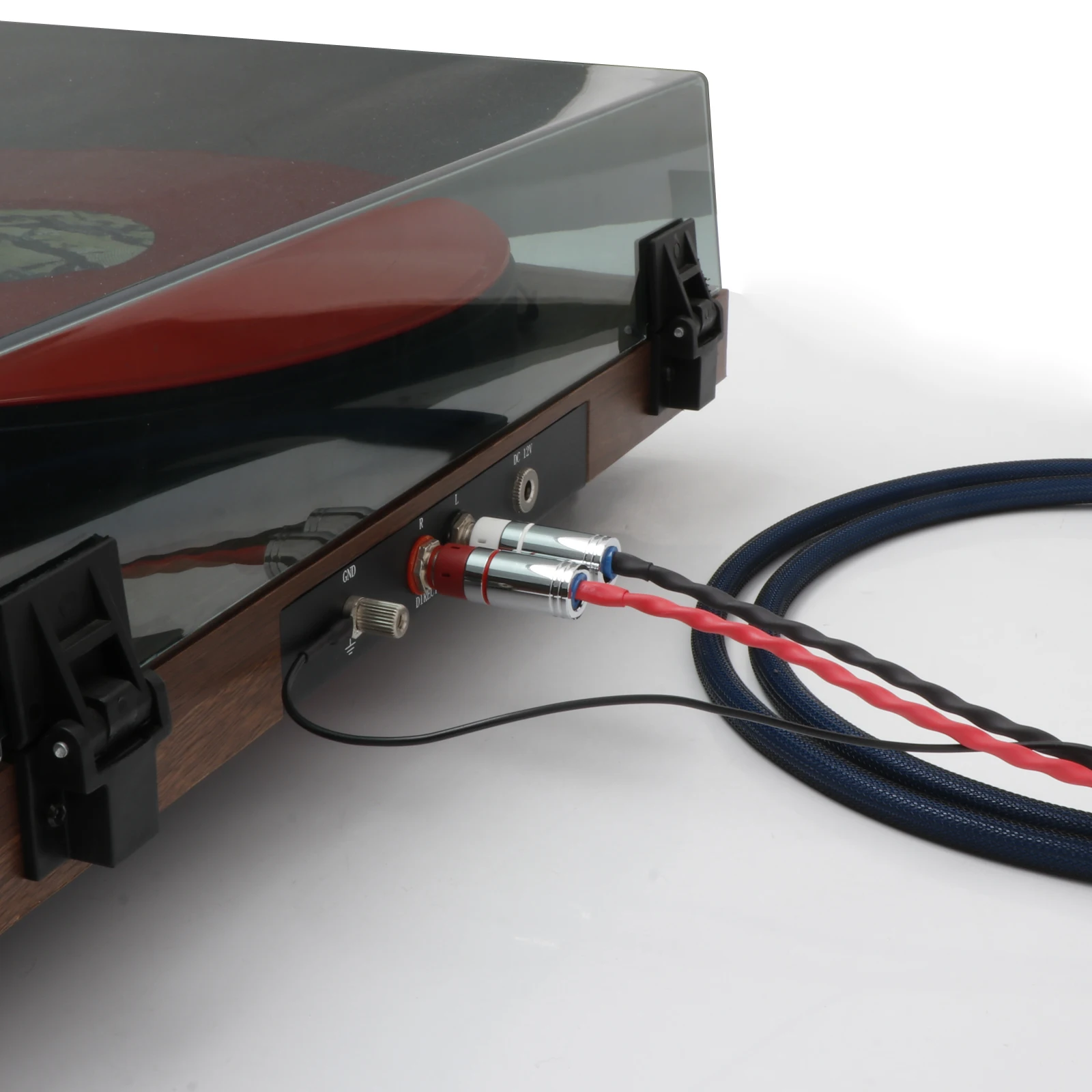 

Preffair Tonearm RCA Cable with Ground Wire OFC Silver Plated with shielding 5 pin DIN U spade plug Audio Phono