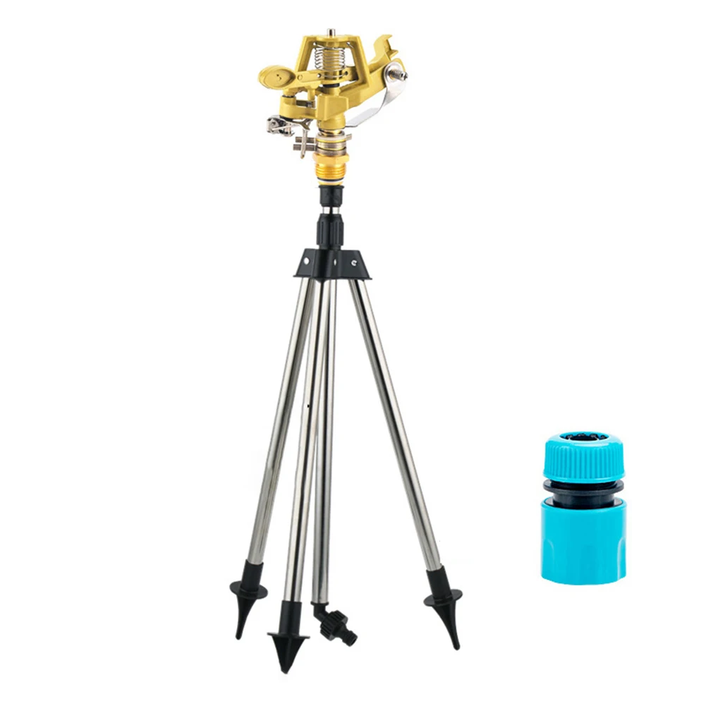 360 Degree Automatic Rotating Tripod Sprinkler for Garden and Lawn Wide Coverage Compatible with 3 4 Inch Hose