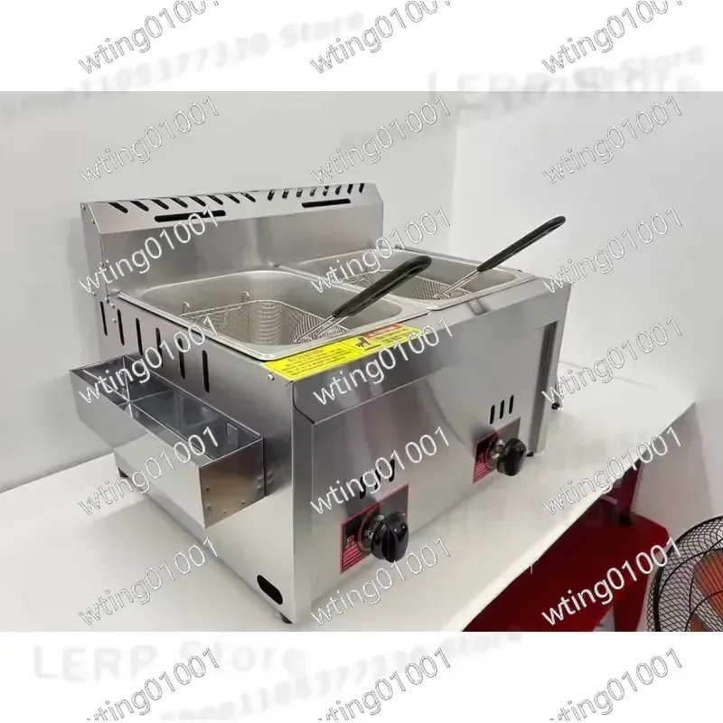 for Commercial Double Tank Gas Deep Fryer Stainless Steel Heavy Duty Restaurant Chicken French Fries Machine Friteuse