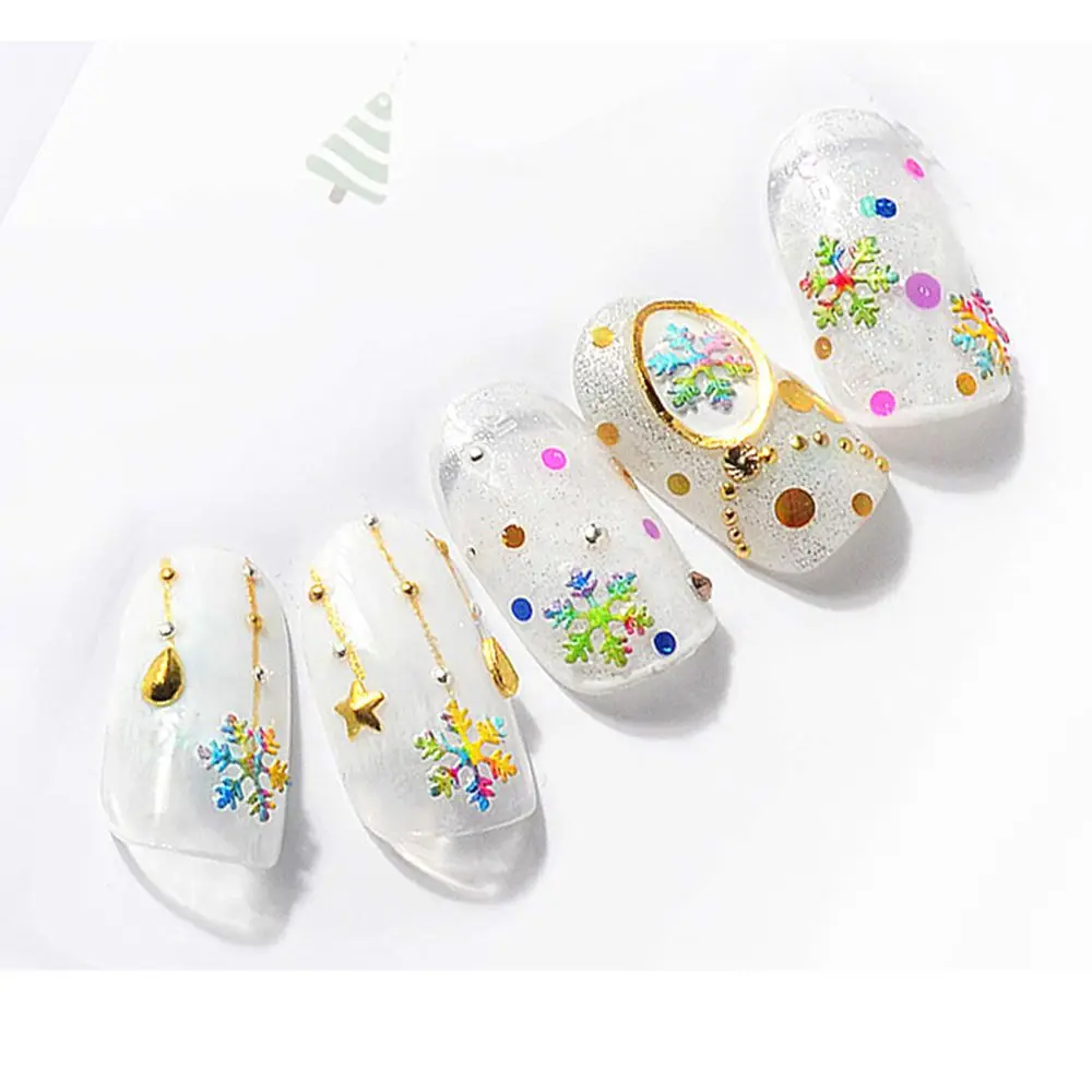Elk Snowman Nail Jewelry Gift for Women Girls Snowflake Nail Sequins Nail Art Decoration 3D Sparkles Sequins Nail Flakes Slices