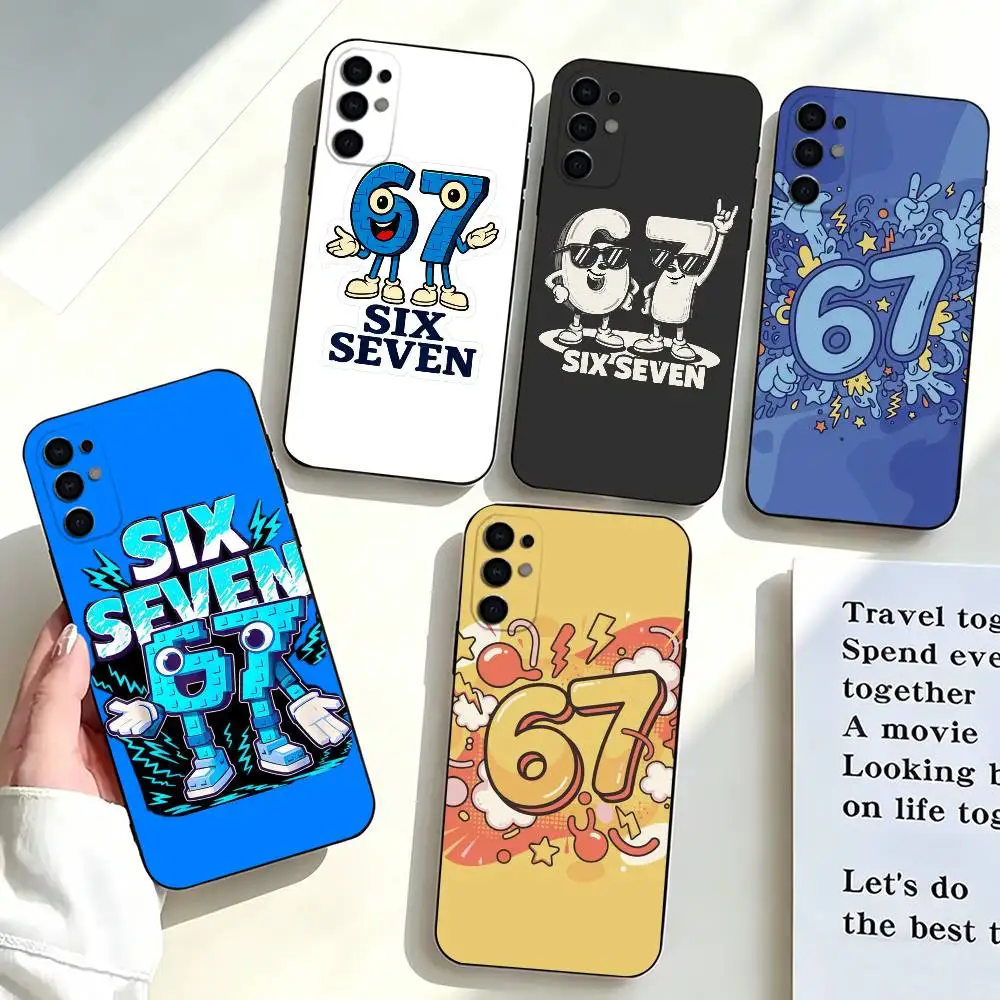 67 S-Six S-Seven-n  Phone Case For Samsung S25,S24,S21,S22,S23,S30,Ultra,S20,Plus,Fe,Lite,Note,10,Black Cover