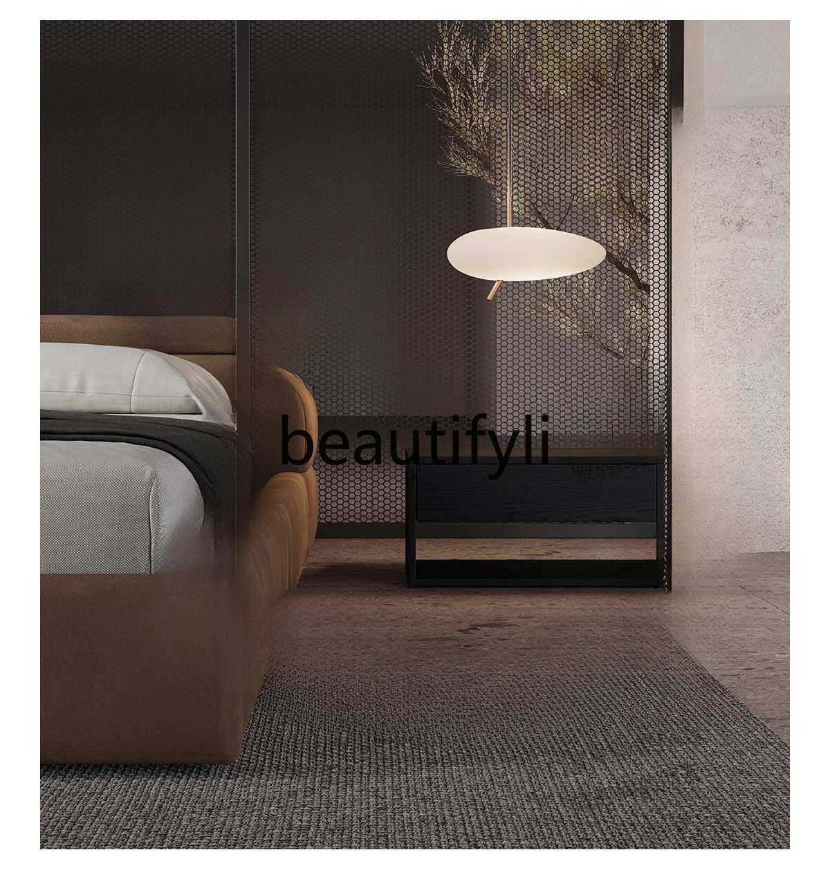 Solid wood bedside table black walnut bedside