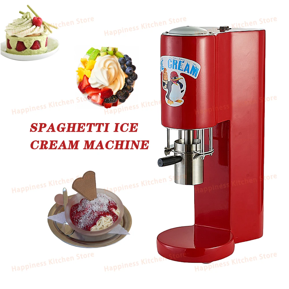 

Electric Spaghetti Ice Cream Maker Commercial Electric Pasta Shape Ice Cream Squeezer Restaurant Equipment With 4 Molds 110-240V
