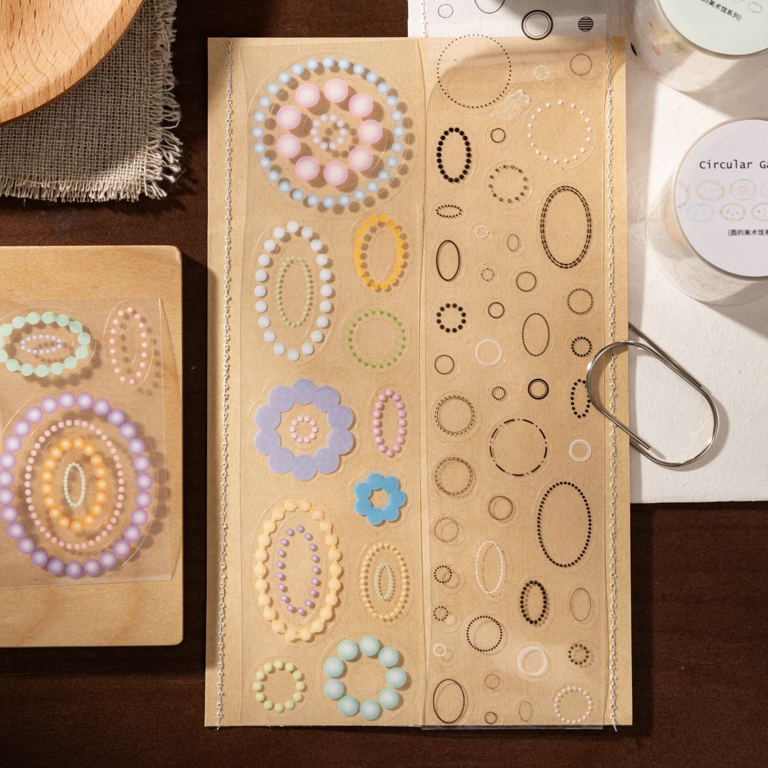 45mm*200cm Vintage Colorful Round Circle Landscape PET Tape Creative DIY Journal Material Collage Scrapbooking Stationery