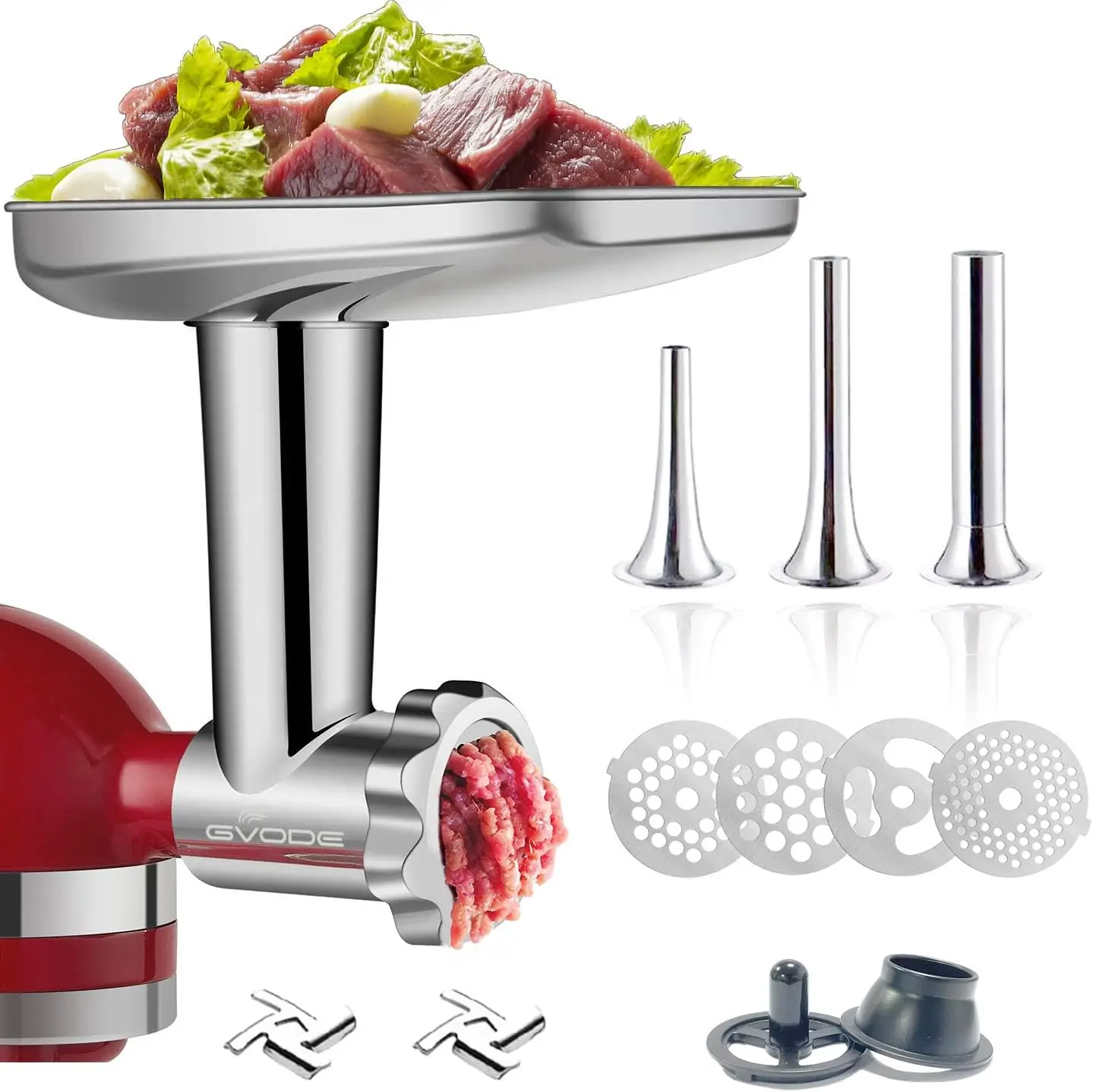 

Meat Grinder for KitchenAid Mixer Includes 3 Sausage Stuffer Dishwasher Safe Attachment for Meat Grinder Accessories by Gvode