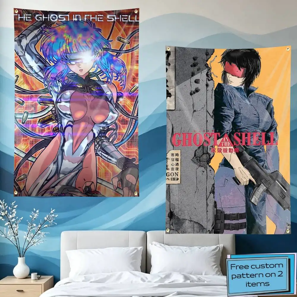 The Major GitS Motoko Kusanagi Flag Tapestry Banner for Bedroom Living Room Outdoor Camping Custom Supported