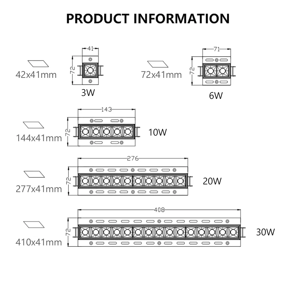 Trimless Recessed LED Spot Light 30W 20W 10W Linear Embedded Spotlights Ceiling Fixture for Kitchen Jewelry Display Living Room