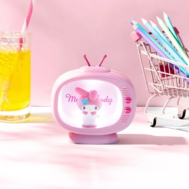 Sanrio Anime Figure Night Light, Minha Melodia, Hello Kitty, Kawaii, Desktop, Modelo TV, Decorar, Luz Ambiente, Presente de Natal