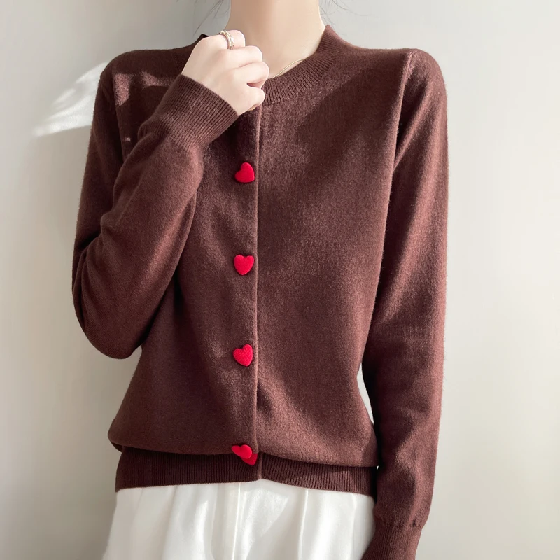 2025 Autumn/Winter Knitted Women's Cardigan Fashion Women's Cashmere Cardigan Colorful Button Long Sleeve Cardigan Coat Top 2