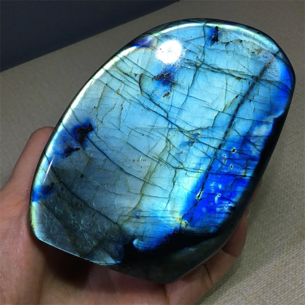 300-600g Natural Violet Labradorite Moonstone Geometrical Shape Raw Healing Crystal Polished Quartz Home Decoration