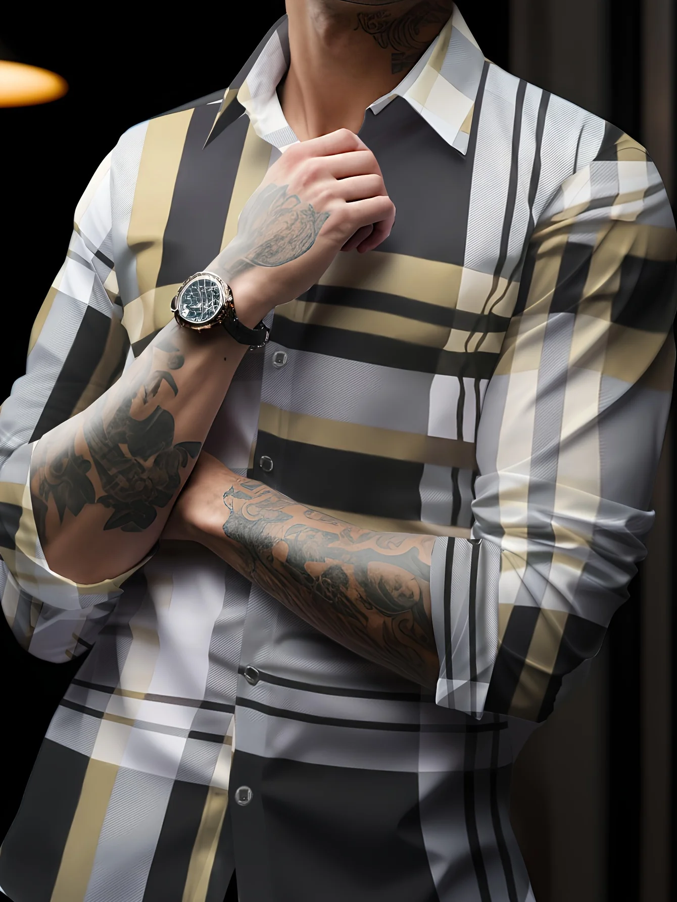 Men\'s Stylish Long Sleeve Casual Lapel Shirts Casual Tops Breathable Full Sleeve Shirt For Men Daily Basic Business Shirt