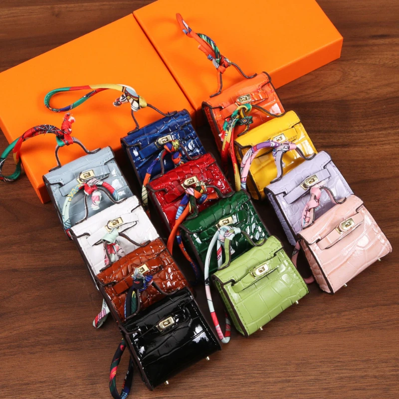 2024 Mini Hanging Bag Pendant Leather Cute Miniature Bag Hanging Decoration High End Car Keychain Car Hanging Decoration