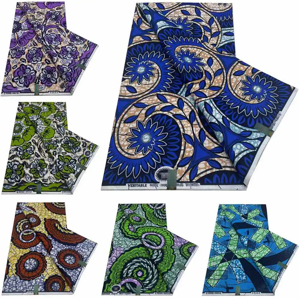 Guaranteed Veritable African Real Wax Prints Fabric Ghana Style Ankara Wax Tissu Pagne 100%Cotton Soft Design Nigeria Wax Fabric