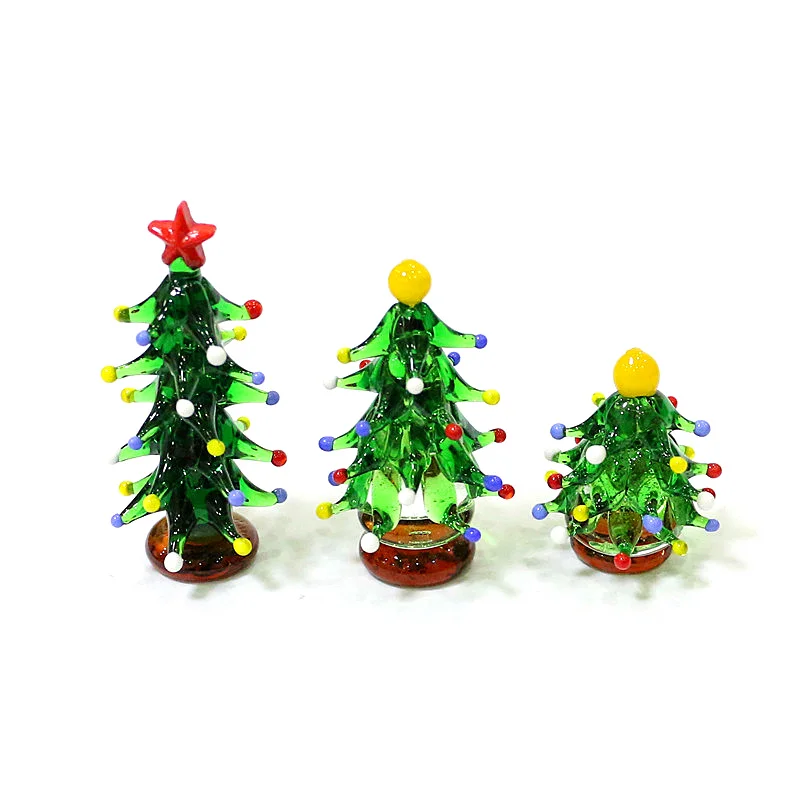 

Custom Cute Miniature Christmas Tree Figurine Glass Craft Ornaments Home Table Tiny Xmas Tree Decor Rare New Year Gifts for Kids