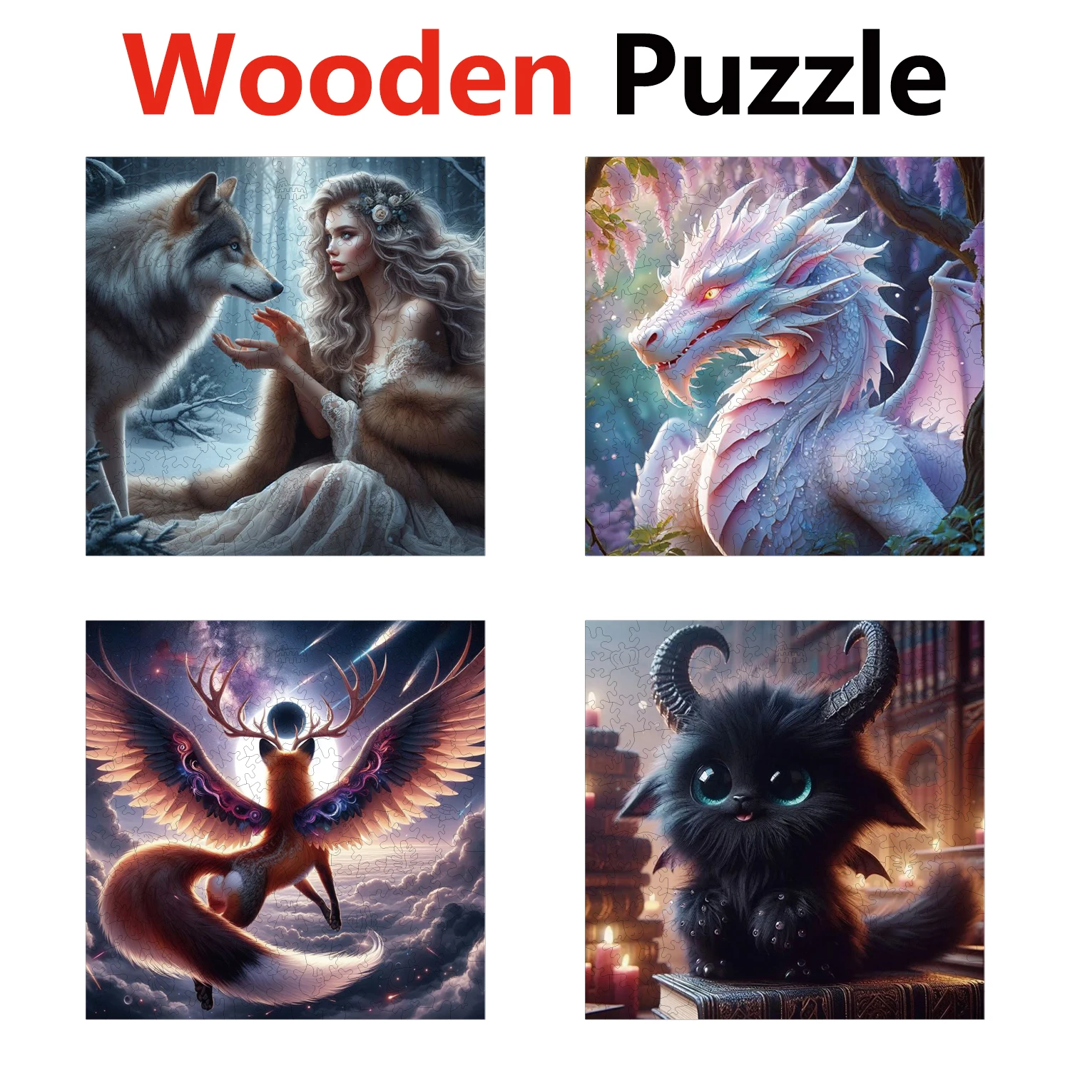 

Wolf Dragon Phoenix Hairball Animal Puzzles High Quality Jigsaw Puzzle Wooden Puzzle Best Christmas Gift