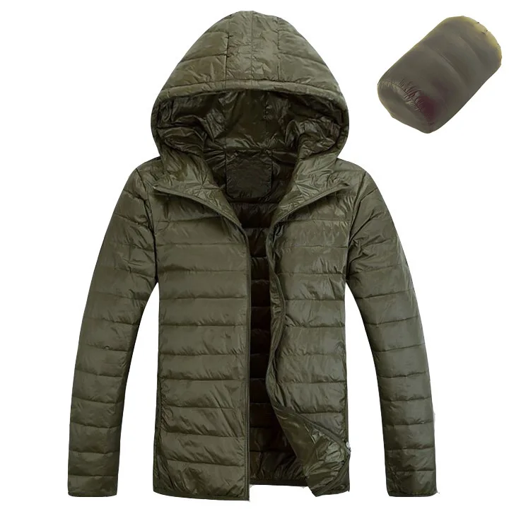 2021 Men Hooded UltraLight White Duck Down Jacket Warm Jacket Line Portable Package Men Pack Jacket