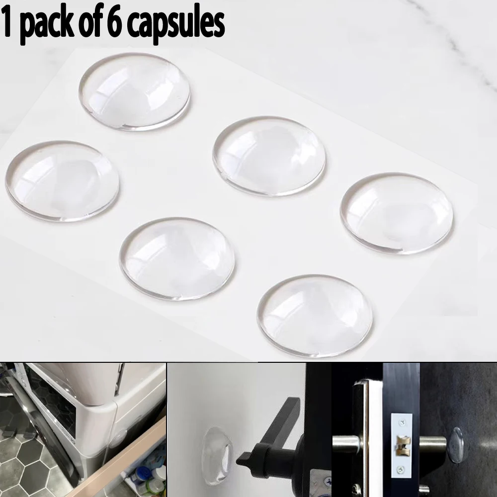 Silent Clear Silicone Door Stopper Bumper Pads,Anti-Collision Adhesive Pads for Proofing, Noise Reduction, Cabinets/Walls,6pcs