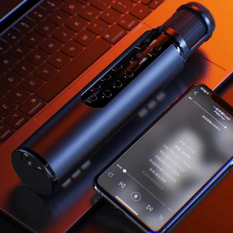 

Беспроводной Bluetooth-микрофон K1, Мегафон для прямой трансляции, караоке, пения, волшебный звук, громкоговоритель, встроенная звуковая карта, динамики
