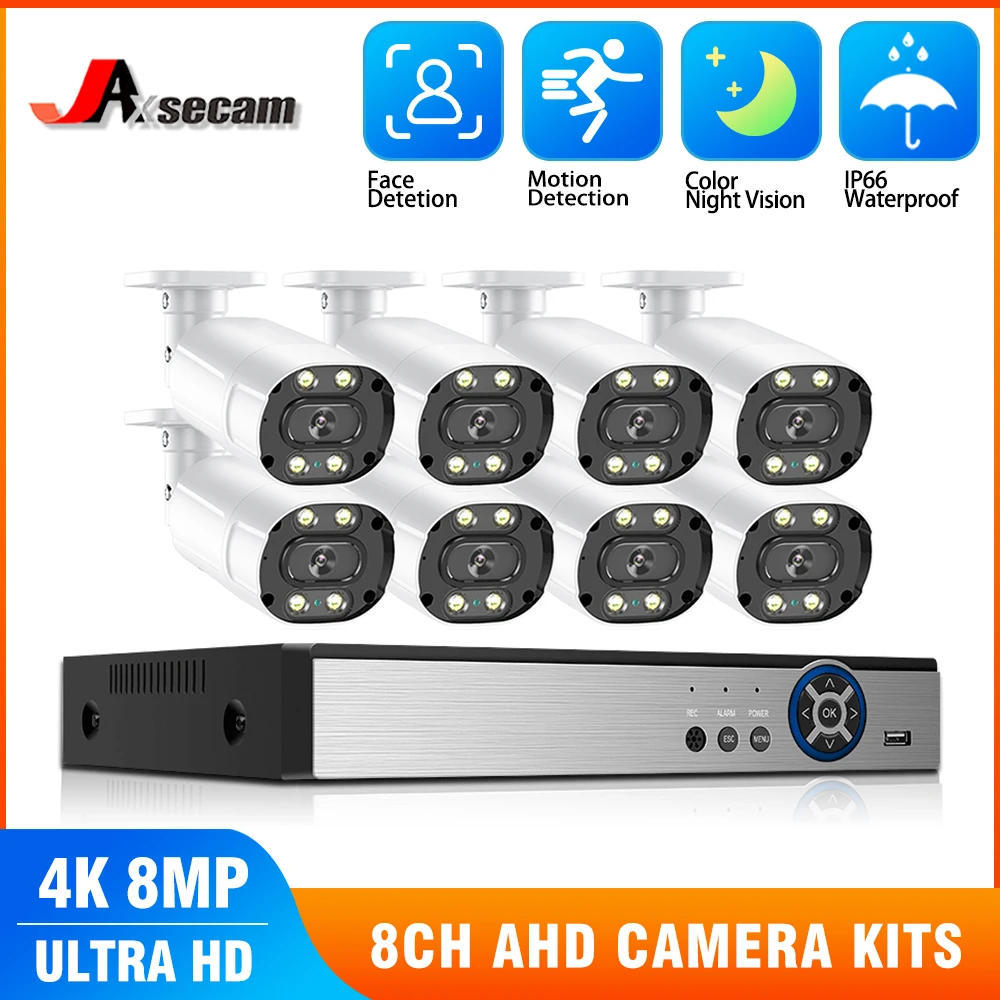 4K Full HD Security Camera System 8/4 Channel DVR Recorder 2/4/6/8pcs 8MP Outdoor Indoor AHD Kit Video Surveillance System Kit