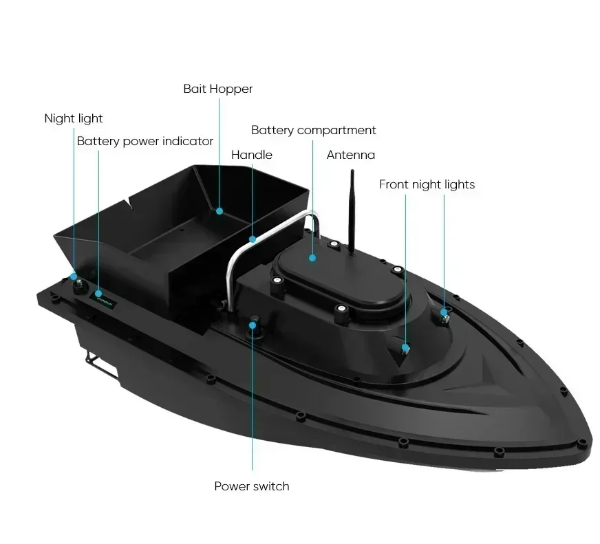 16000mAh Big Hopper Night Light Far Distance Wireless Baitboat Remote Control Yacht Sea Rc Fishing Bait Boat