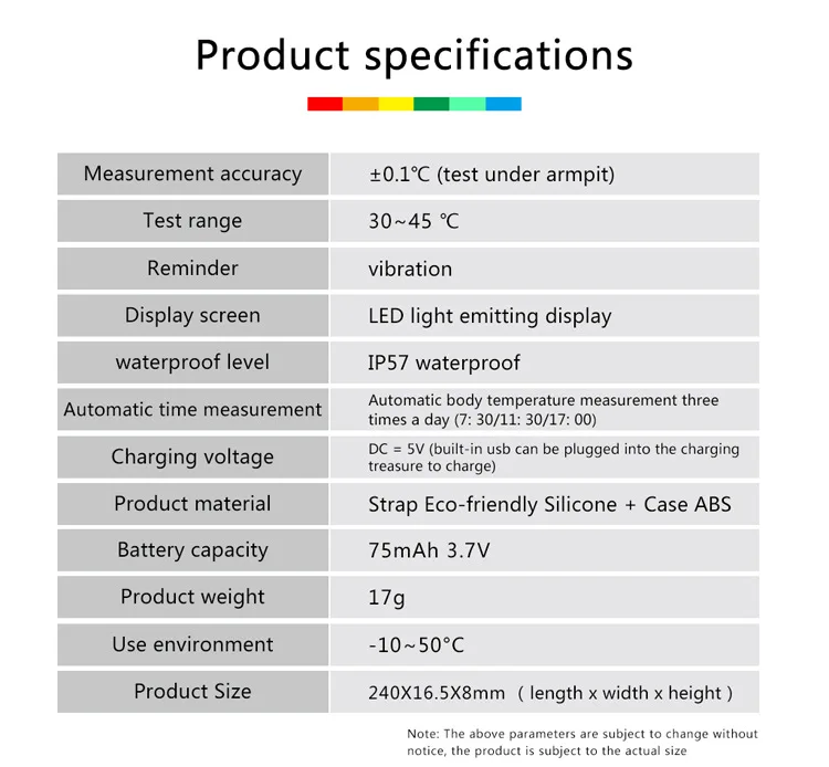 LED Digital Smart Bracelet Monitor Thermometer Vibration Alarm Wristband Smart Bracelet Waterproof Smartband for Student