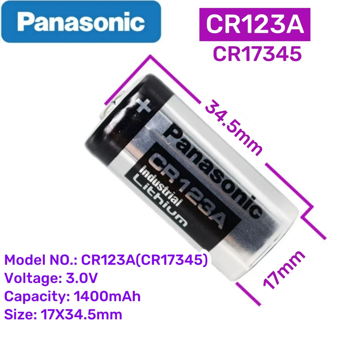 파나소닉 123 리튬 3V Arlo 카메라 배터리, CR123A CR17345 DL123A EL123A 123A, 4 개