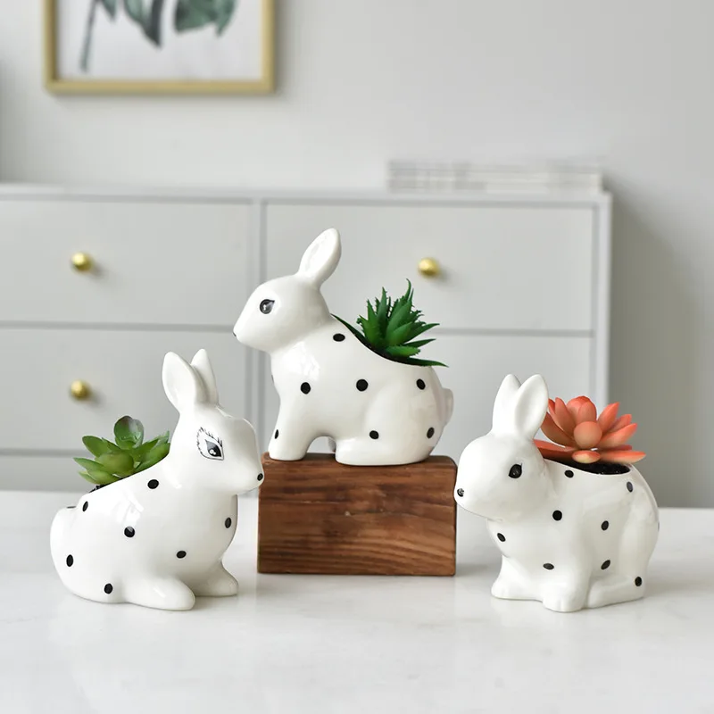 

Set of 3pcs Cute RabbitsSucculent Planters, Ceramic Bunny Flower Pots for Home Decoration Desktop Table Garden Decor Ornaments