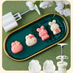 New mini moon cake mold bow rabbit skin cake mung bean cake flower hand press