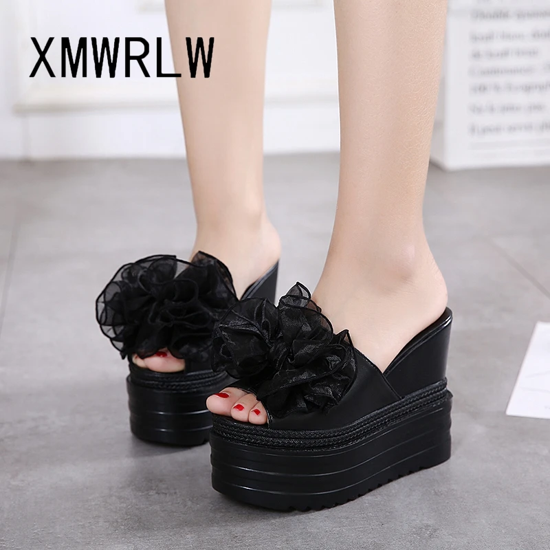 

XMWRLW Women's Slippers Summer Fashion Wedges High Heels Female Slippers Solid Color Woman Outdoor Slipper Ladies Summer Slides