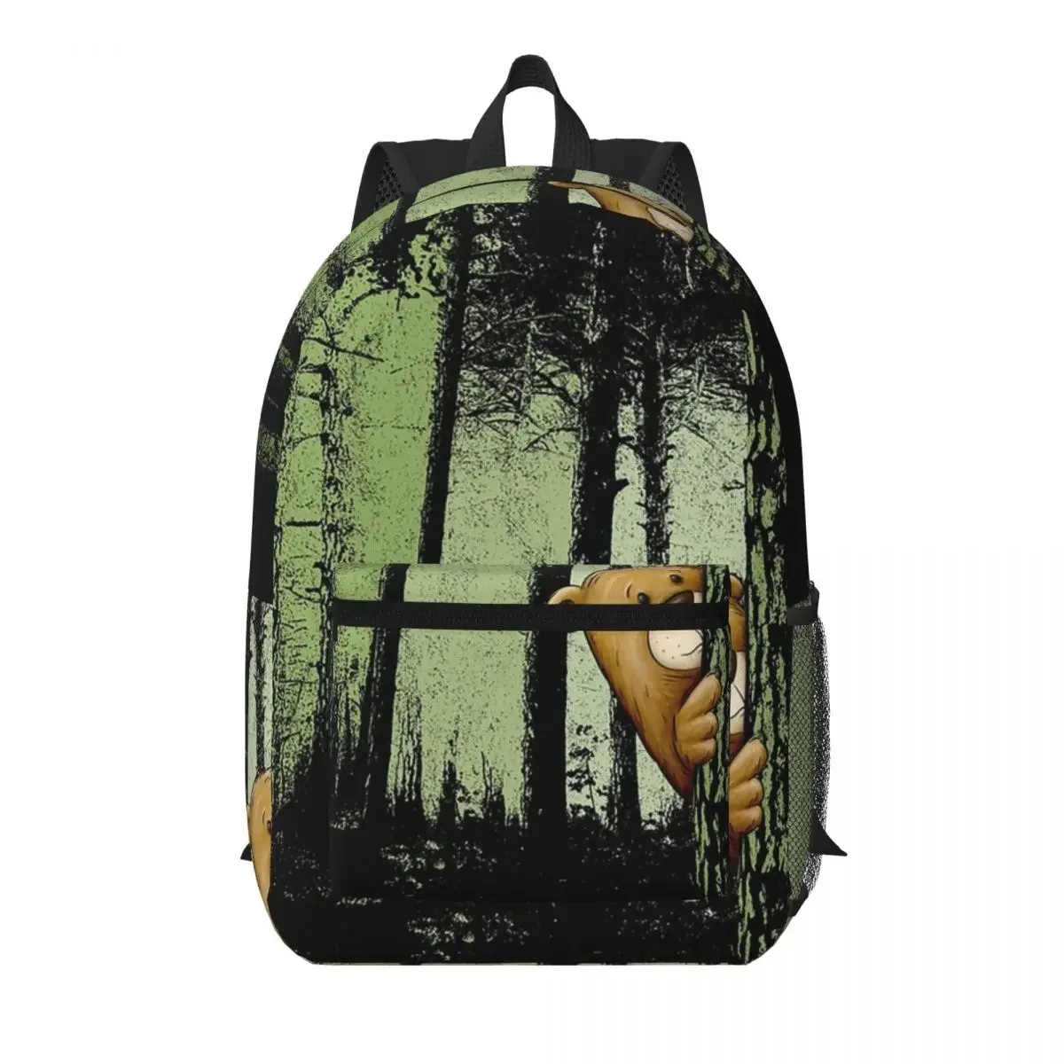Bear Hiding In Twilight Forest Outdoor Student Backpack School Bag Hiking Travel Daypack for Boys Girls Bookbag Shoulder Bags