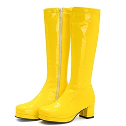 REAVE CAT autunno dolce stivali al ginocchio punta tonda tacco PU Big size 33-46 giallo viola arancione S1981