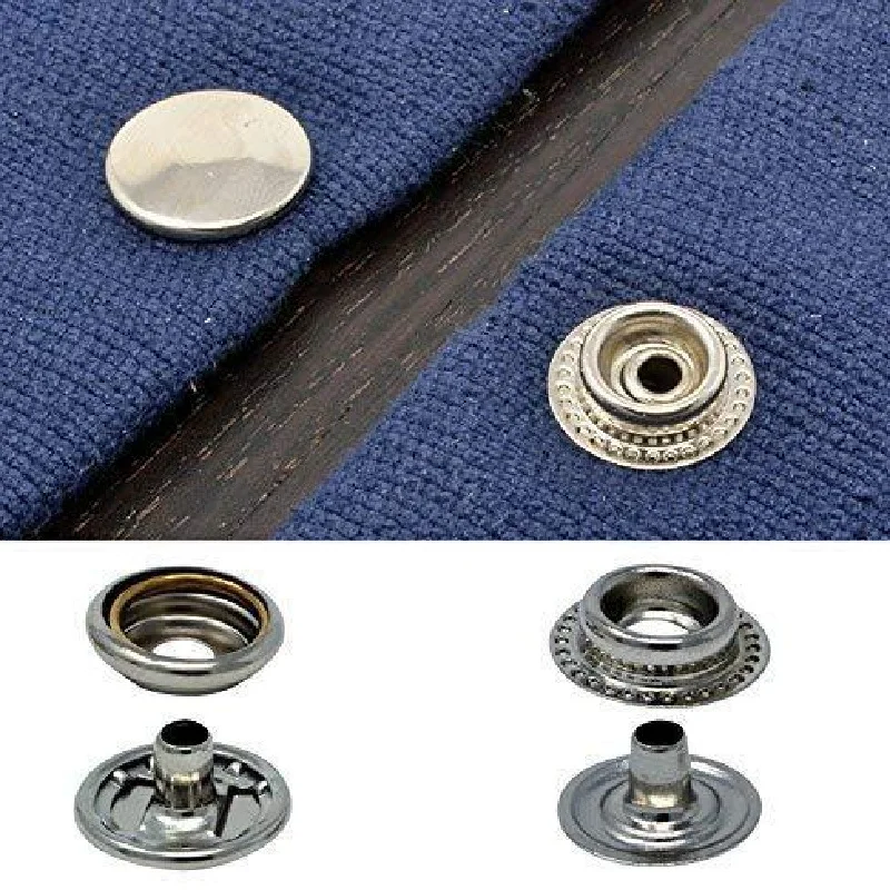 

200PCS Snap Buttons Set，15MM Outer Diameter Grommet Eyelets Kit，for Leather Craft DIY Handmade Clothing Bag Shoes Curtains Jeans