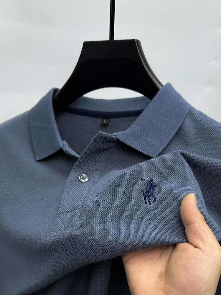 2024 High end brand 100% pure cotton short sleeve POLO shirt for men summer new fashion exquisite pony embroidery casual T-shirt