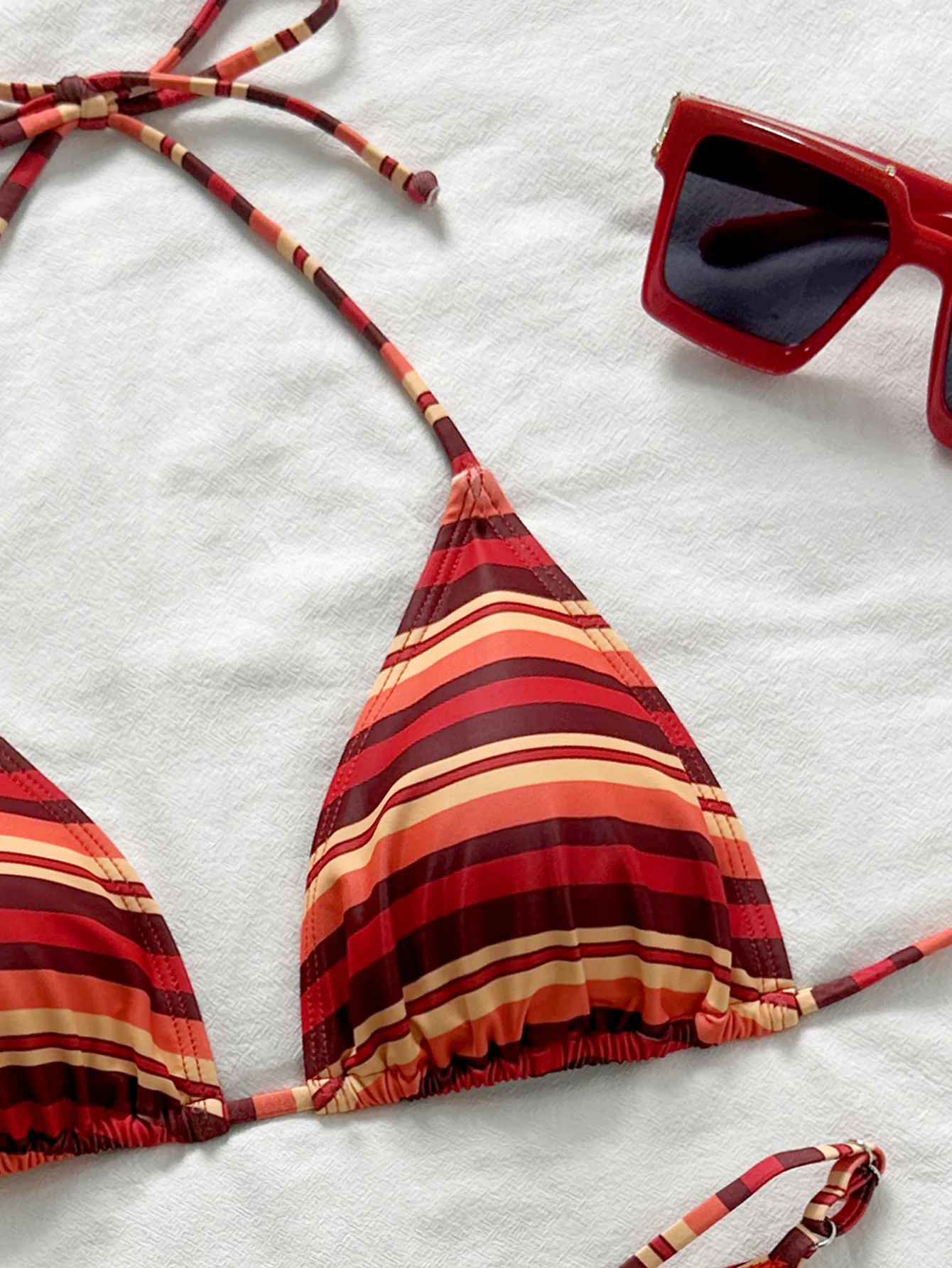 Sexy Striped Halter Triangle B - Thong Bikini Women 评论和价格