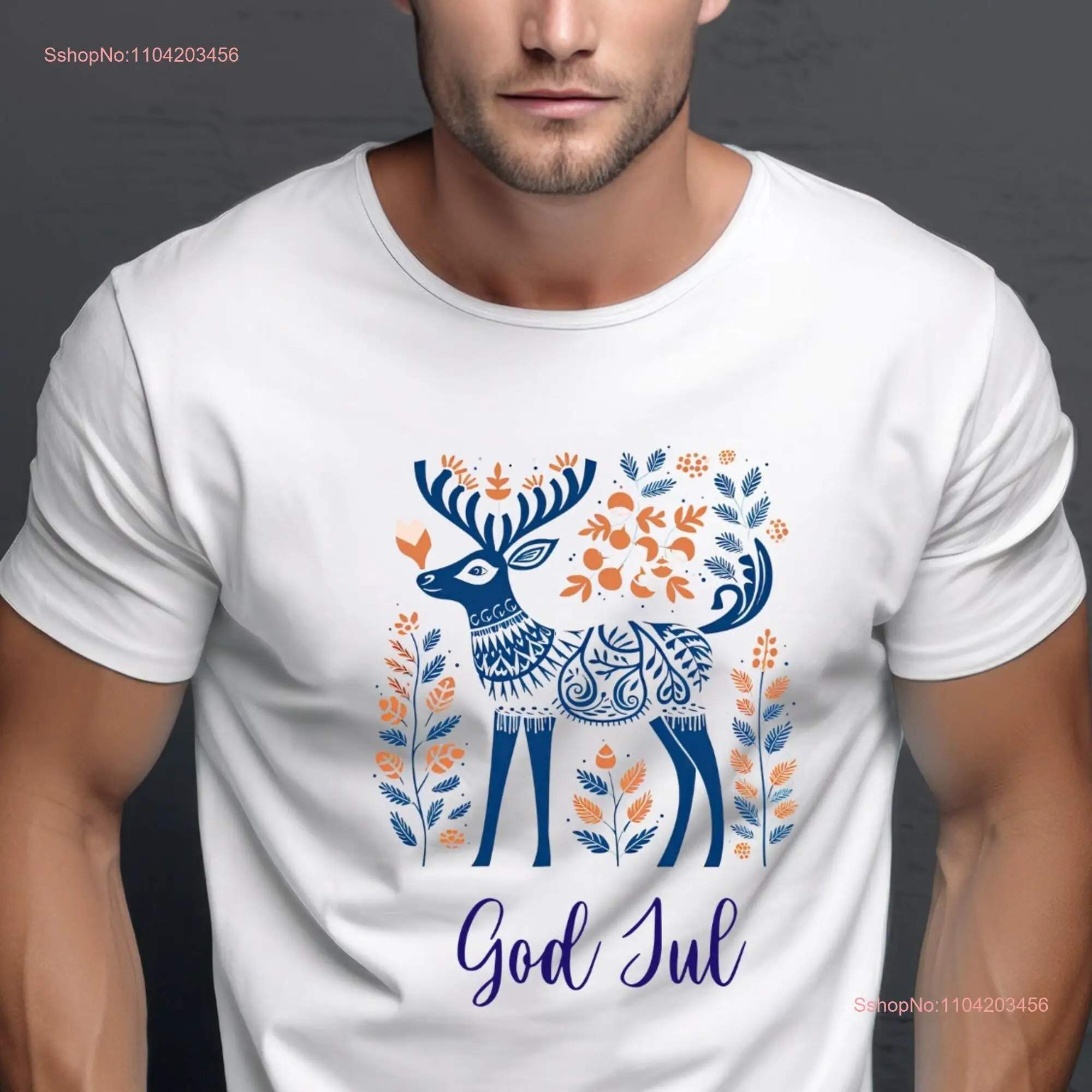 GOD JUL Christmas Reindeer Sweden Scandinavian Nordic Heritage Ancestry Pride Jersey  T Shirt Holiday