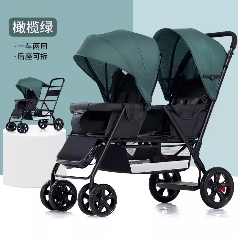 Twin Split Baby Stroller Front and Rear Seats  Two Person Can Sit and Lie on A Lightweight Handcart