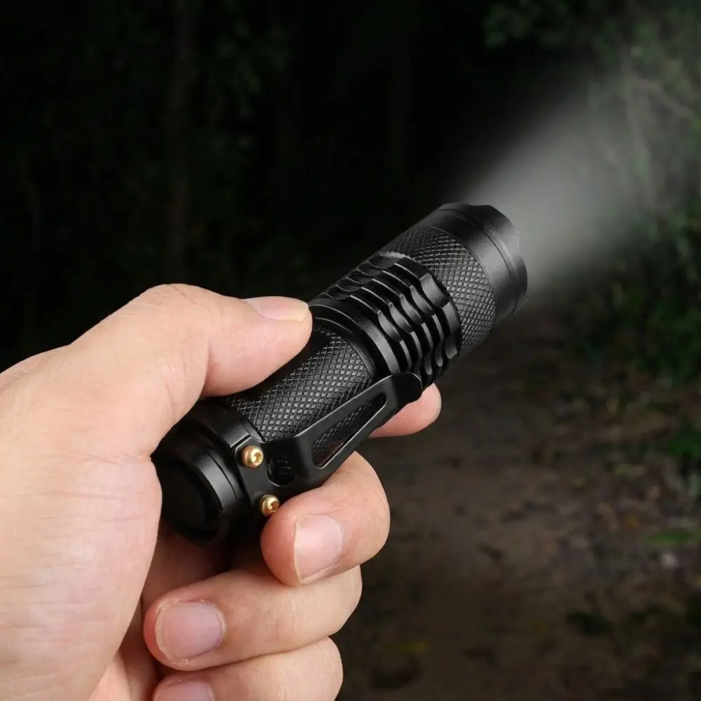 Aluminum Alloy LED Zoom Flashlight Super Bright Metal Pocket Clip Dimmable Camping Lamp Anti-slip Body 3 Modes Handheld Torch
