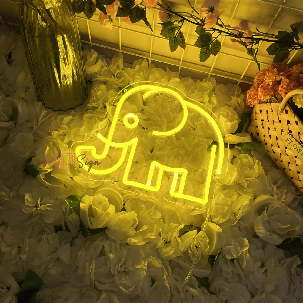 Elephant Neon Sign for Home Room LED Wall Decor Children's Bedroom Office Christmas Decorations Neon Light Creative gifts