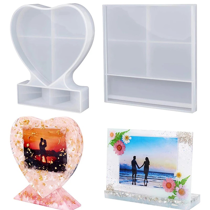 

Resin Photo Frame Molds Love Heart Square Personalized Photo Frame Epoxy Mold DIY Handmade Making Souvenir Crafts Home Decor