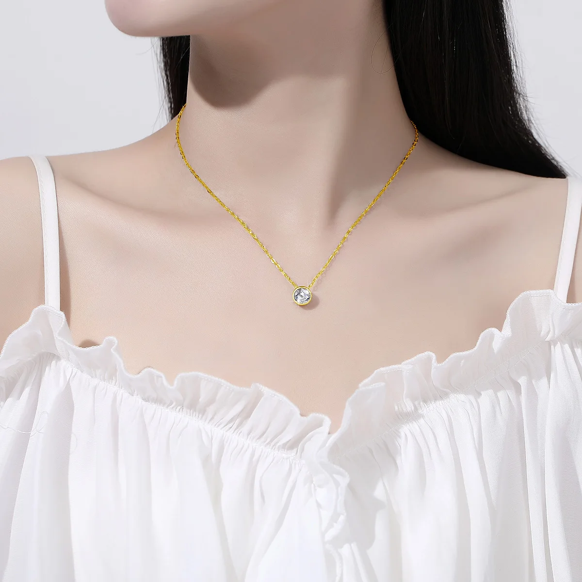 

Classic 14K Gold Filled Solitaire Moissanite Necklace 1.2CT Bright Cut D Color Pendant Chain for Women Gifts Minimalist Jewelry