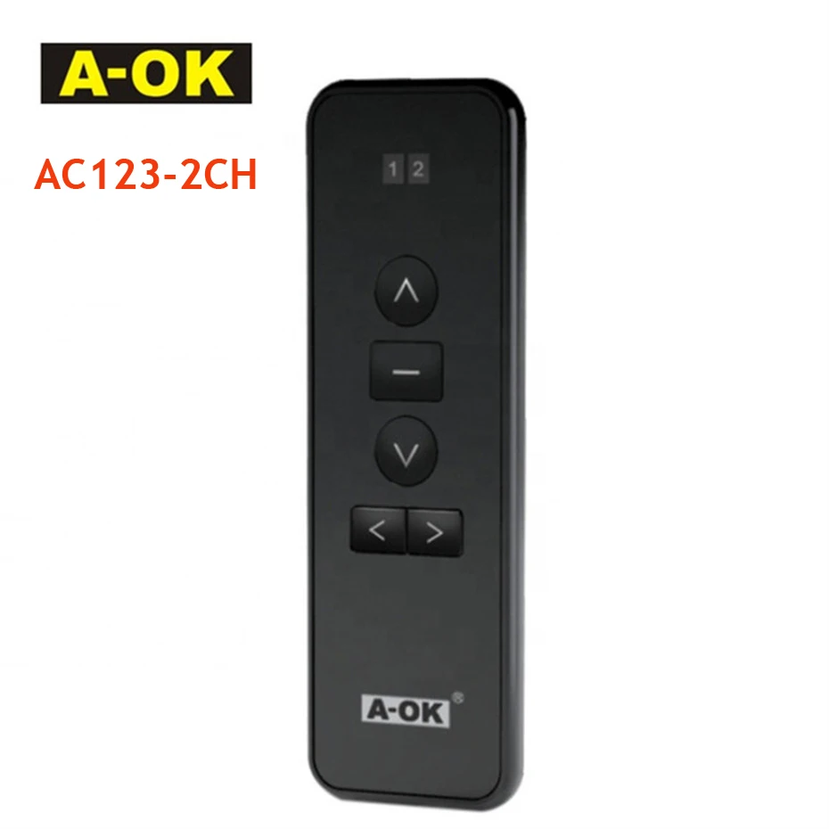 A-OK Noir de la série ACree Déterminer la télécommande pour un moteur électrique OK Curtian RF433, Commande sans fil du rideau Ouvrir/Fermer