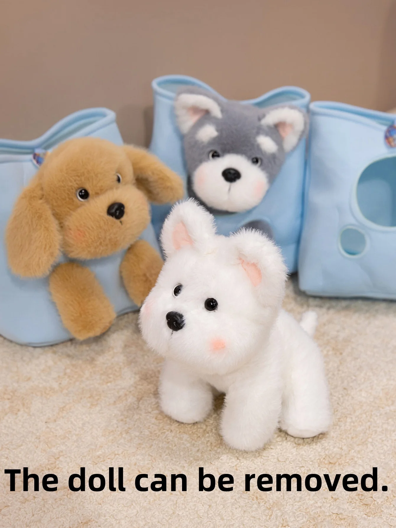 

Realistic Puppy Design Plush Toy Bag West Highland White Terrier & Golden Retriever Peek-a-Boo Doll Dog Bag Creative Plush