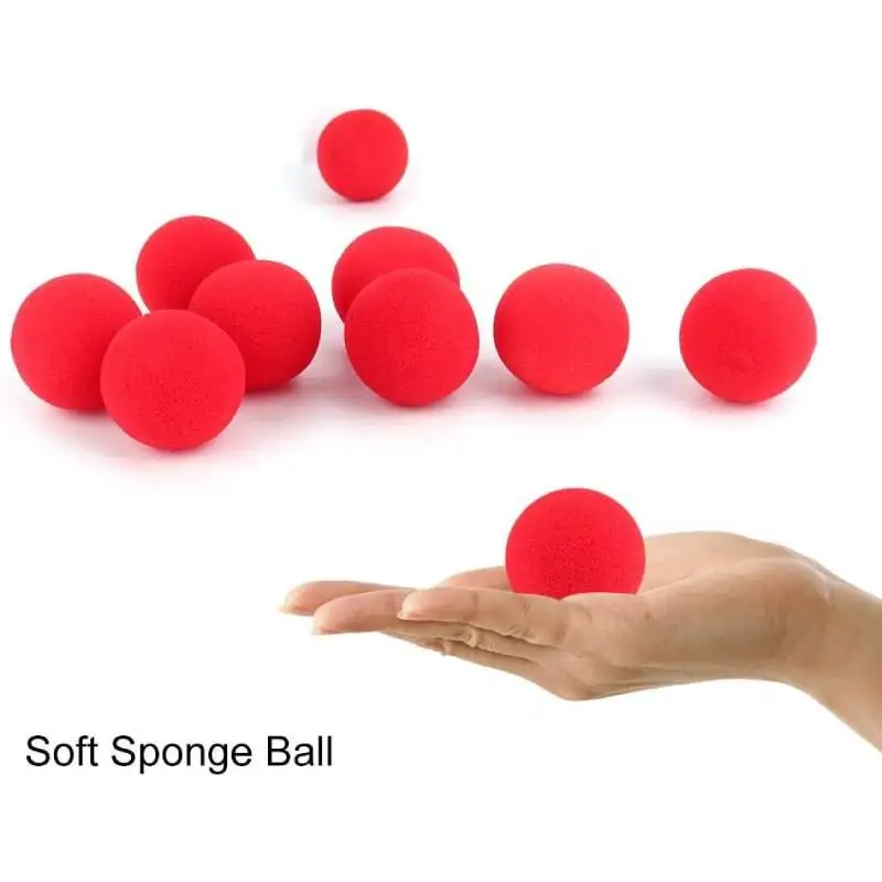 10pcs Magic Sponge Ball Red Magic Props Comedy Tricks Finger Sponge Play Ball Gift for Kid Halloween Party Masquerade