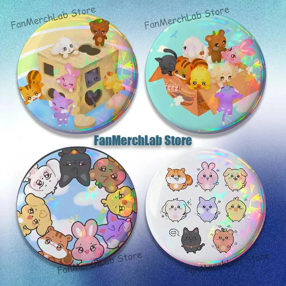 

Cute A-ANITEEZ Reflective Pin Tinplate Round Brooch Cartoon Cosplay Badges for Bag Hat Toys Gifts